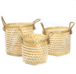 The Bamboo Macrame Baskets - Natural White - Set 3